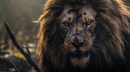 Fototapeta premium Majestic lion in the wild