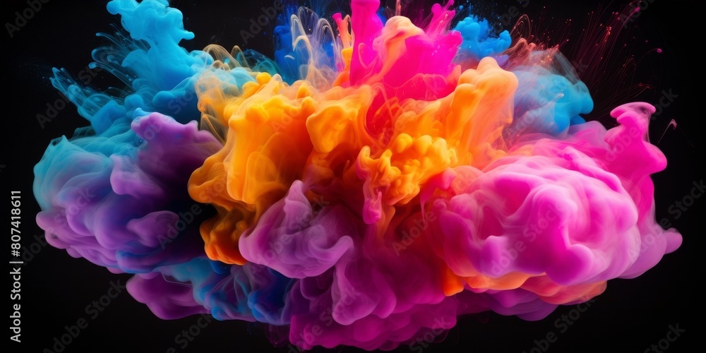 Poster Colorful smoke explosion abstract background