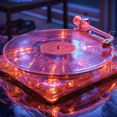 Vintage Futuristic Turntable in a Cosmic Setting