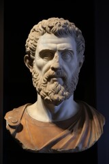 Bust of a bearded man with curly hair
