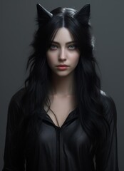 Fototapeta premium mysterious woman with cat ears