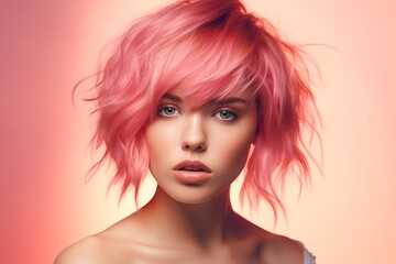 Fototapeta premium vibrant pink hair portrait