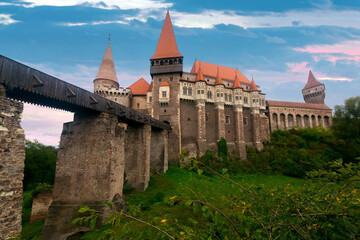 Naklejka premium Image of Corvin Castle on the mountain in Romania.