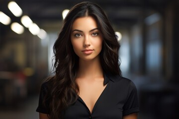 Obraz premium Confident and Elegant Woman in Black Outfit