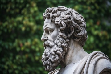 Detailed sculpture of a man with curly hair