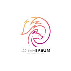 Fox logo with line style design, red color