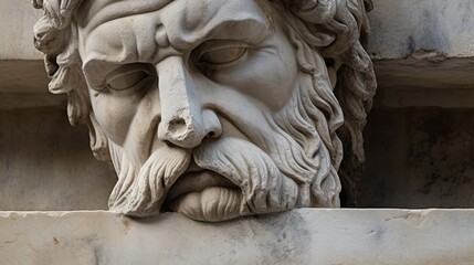 Fototapeta premium Detailed stone sculpture of a bearded man's face
