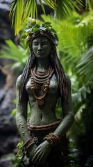 Obraz premium Serene jungle goddess statue