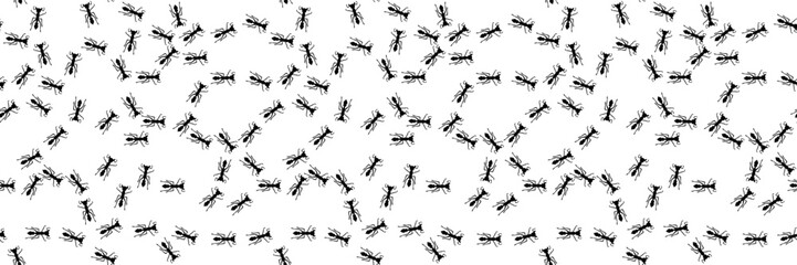 Ant trail seamless pattern. Insect invasion concept.