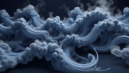 Clear Plain Shiny Warm Soft Vintage Bokeh Cloudy Wave Like Geometric Blue Background or Texture