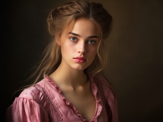 Elegant young woman in pink dress