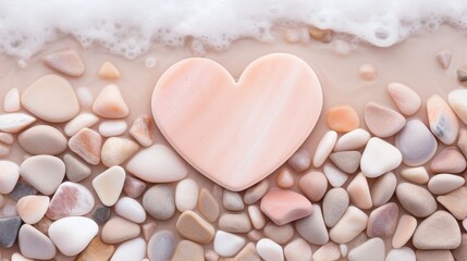 Obraz premium heart-shaped soap on pebbles