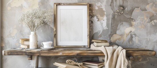 Vintage frame mockup in living room