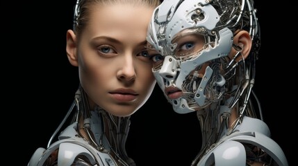 futuristic cyborg woman portrait