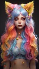 Fototapeta premium Colorful anime-inspired fantasy portrait