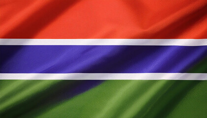 Realistic Artistic Representation of The Republic of The Gambia waving flag