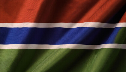 Obraz premium Realistic Artistic Representation of The Republic of The Gambia waving flag