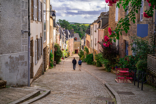 Walk through one of the shopping streets in the center of town. Photography taken in Auray, Brittany, France.