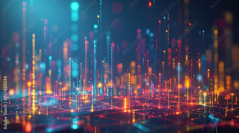 Poster smart city and abstract line and dot connect with gradient line design , big data connection technol