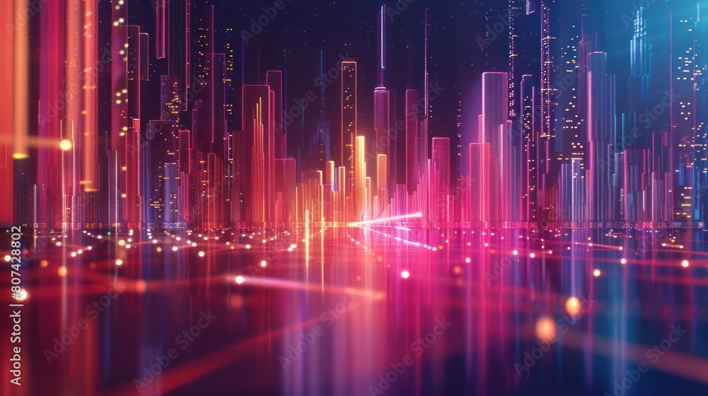 Poster smart city and abstract line and dot connect with gradient line design , big data connection technol
