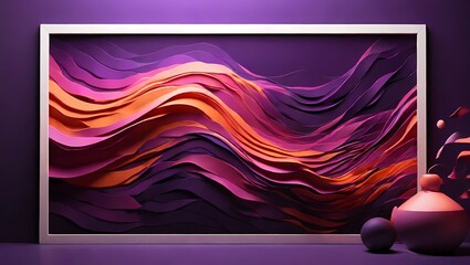 "Vibrant Gradients: Dynamic Wave Poster in Purple-Pink-Orange-Black, Evoking Movement & Energy!"