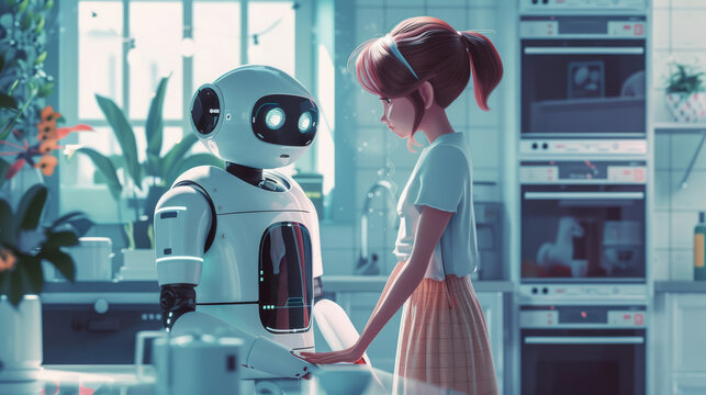 robot assistant aiding in household tasks, representing robotic automation in daily living