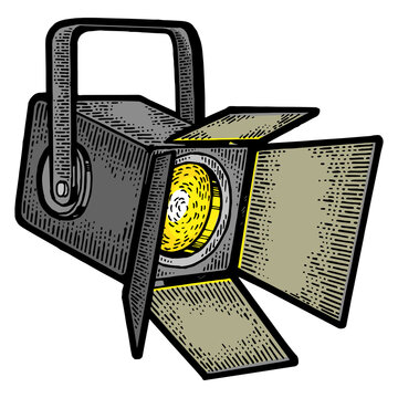 vintage spotlight with yellow light clip art preview