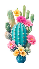 Beauty of cactus in nature on transparent background