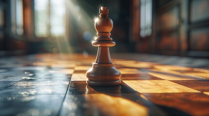 Best candidate and leadership concept : Highlighting leadership and best candidate by a single chess piece on a chess board : Generative AI