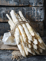 close up of raw white asparagus