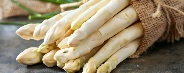close up of raw white asparagus