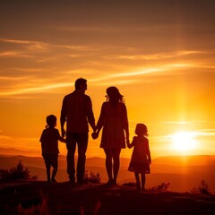 family at sunset