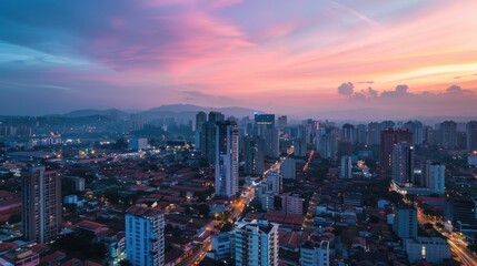 Aerial View Above Highway and Railroad Tracks at Night. On Long Island AI generated