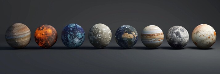 Realistic planetary objects in PNG, each with unique characteristics, arranged against a solid backdrop to create a visually stunning and scientifically accurate celestial display.