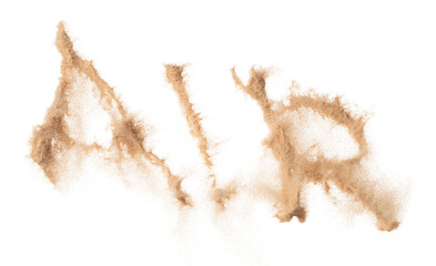 AIR Text Word of Sand letter. Calligraphy of Sand flying explosion with AIR text wording in...