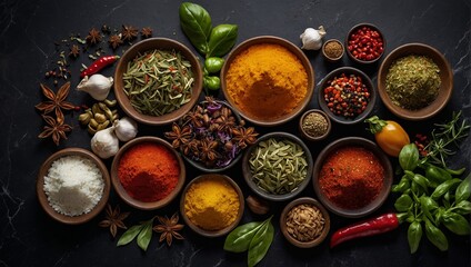 spices and herbs on table