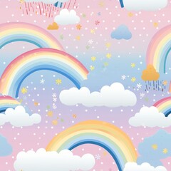 Cute Kids Pattern with Rainbow Accents
