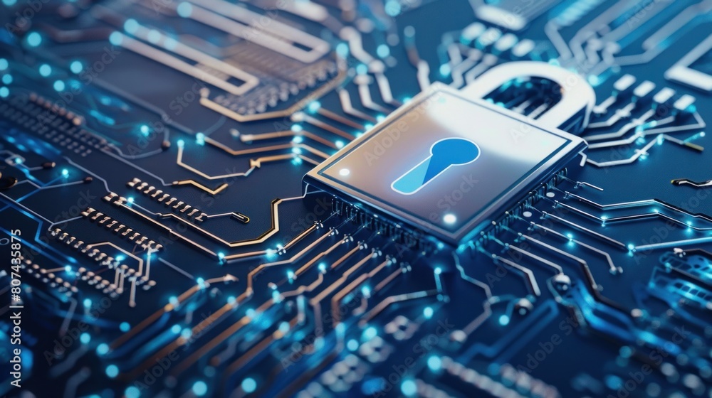 Poster digital padlock icon of cyber security and data protection technology,.and business data privacy con