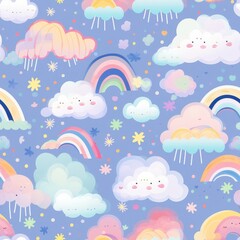 Cute Kids Pattern with Rainbow Delights