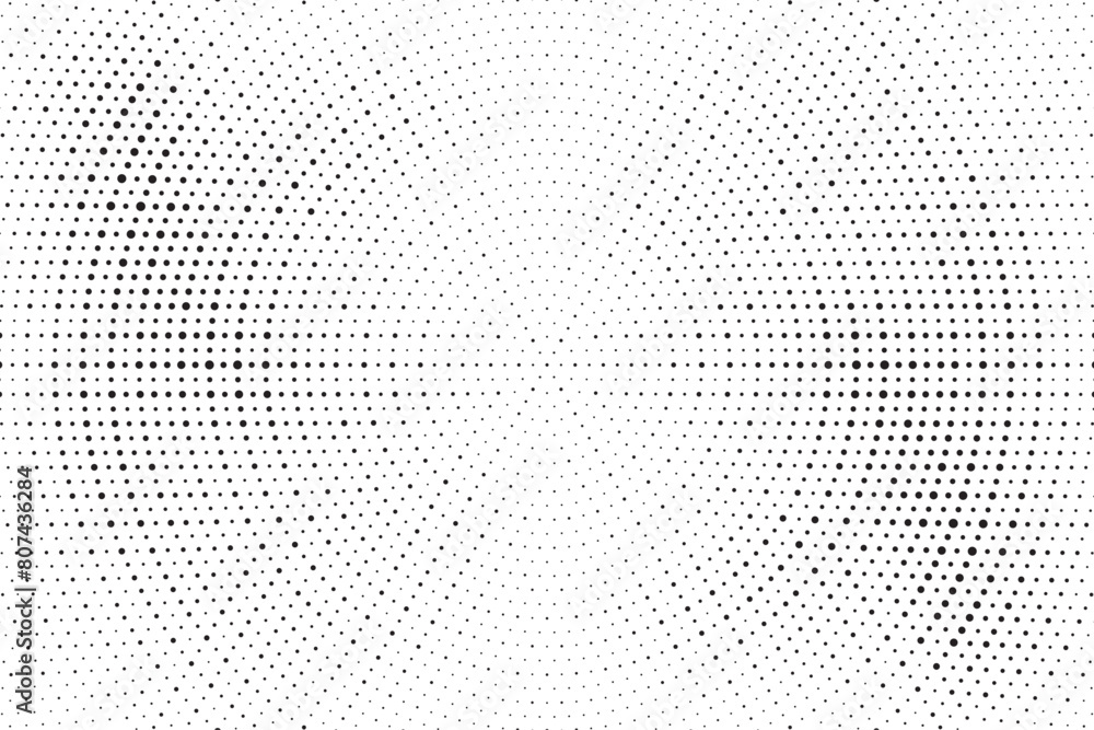 Poster Abstract radial halftone gradient background. Dotted concentric texture with fading effect. Black and white circle shade wallpaper. Monochrome dotted backdrop.