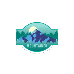 Mountain adventure badge logo vector graphic illustration on background