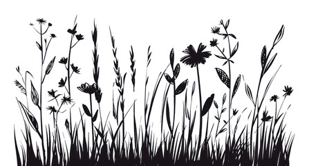 PNG Easy doodles drawings of simple grass illustrated asteraceae silhouette.