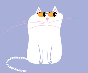 White Cat on Purple Background 
