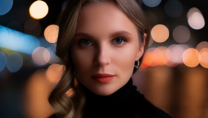 Fototapeta premium A mysterious portrait of a woman is moody and elegant, with a secretive aura. 