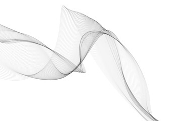 Abstract background with monochrome wave lines on white background.