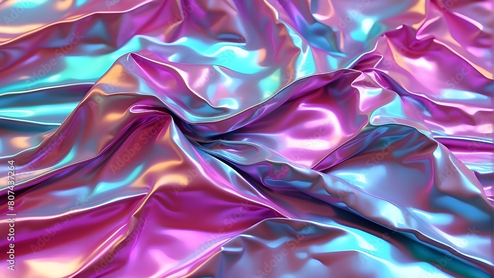Poster texture of holographic cloth. abstract background with a gradient. rainbow foil with holographic pro