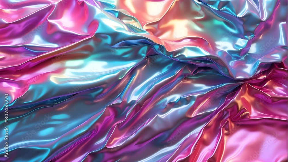 Poster texture of holographic cloth. abstract background with a gradient. rainbow foil with holographic pro