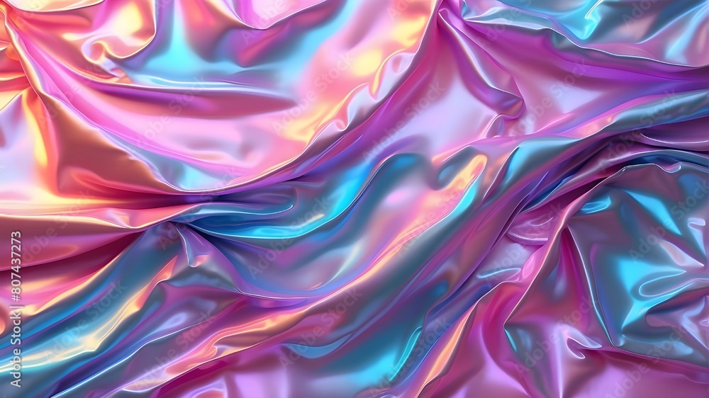 Poster texture of holographic cloth. abstract background with a gradient. rainbow foil with holographic pro