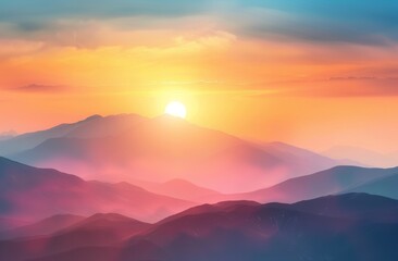 Fototapeta premium KSBeautiful misty valley at sunrise aerial view of mount