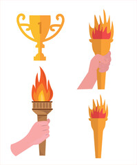 Olympic vector illustrations. Olympic icons, medals and torch vector set